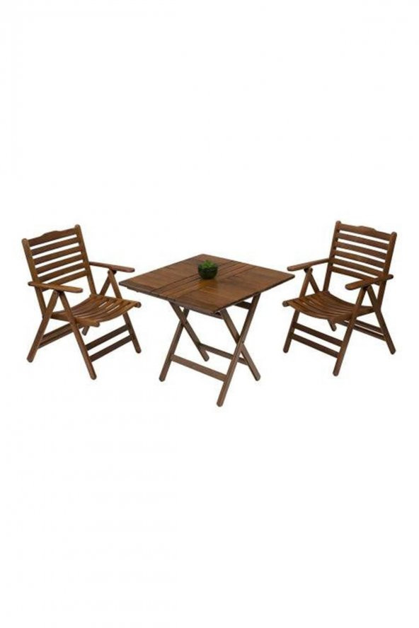 Madrid 4X Katlanır Ahşap Bahçe Balkon Takımı: 80x80 Masa + 2 Sandalye Set ürün görseli 1