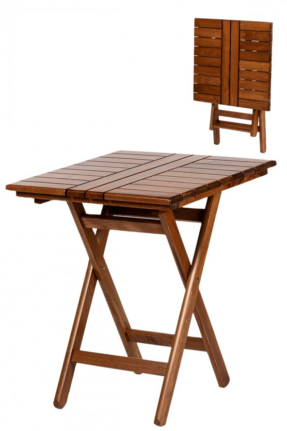 Kaş Balkon Masası 60x60 - Katlanır Ahşap Bahçe Masası ürün görseli 1