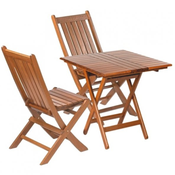 Acropol Atina Ahşap Bahçe Takımı, Katlanır Balkon Set: 60x60 Masa + 2 Sandalye ürün görseli 1
