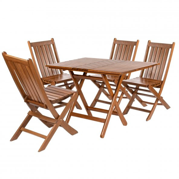 Avşa Katlanır Ahşap Bahçe Balkon Seti: 80x120 Masa + 4 Sandalye Takım ürün görseli 1