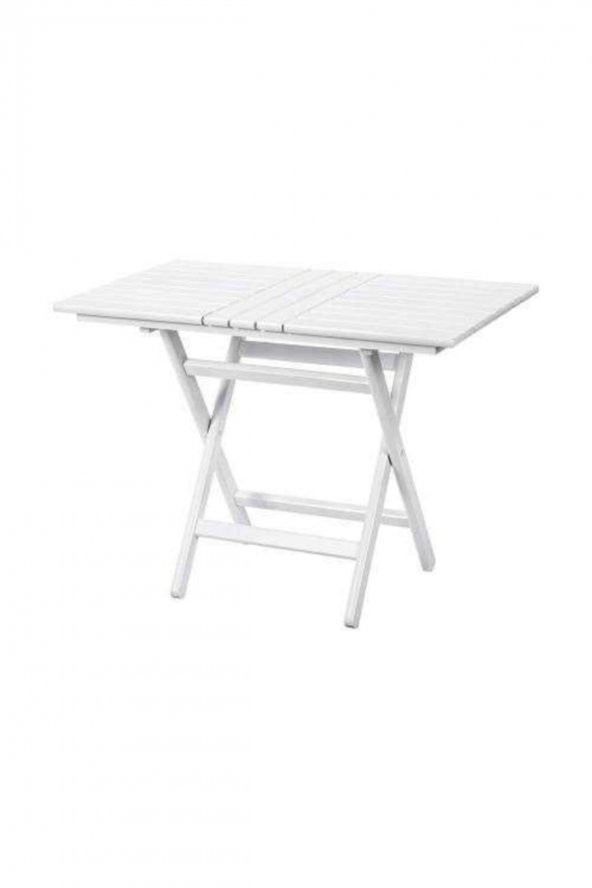 Atina Ahşap Masa 80x120 Beyaz | Katlanır Bahçe Balkon Mutfak Masası ürün görseli 1