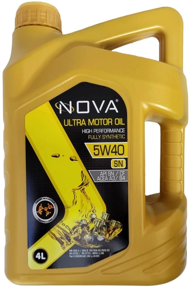 Nova 5W-40 4 Litre Tam Sentetik Motor Yağı API: SN, ACEA A3-B4 ürün görseli 1