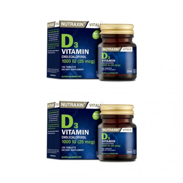 Nutraxin Vitamin D-3 1000 Iu 120 Tb x 2 Adet ürün görseli 1