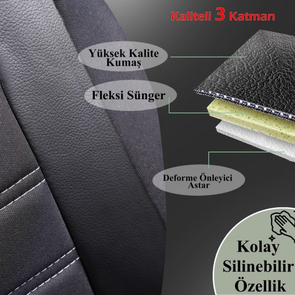 Z&C MAXTECH Geely Familia Deri Detaylı Özel Tasarım Oto Koltuk Kılıfı Seti MAXY SB ürün görseli 1