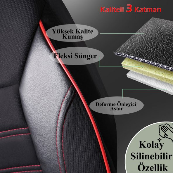 Z&C MAXTECH Fiat Tempra Deri Detaylı Özel Tasarım Oto Koltuk Kılıfı Seti SİMPLE ürün görseli 1