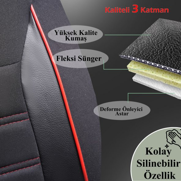 Z&C MAXTECH Renault Fairway Deri Detaylı Özel Tasarım Oto Koltuk Kılıfı Seti SMART K ürün görseli 1