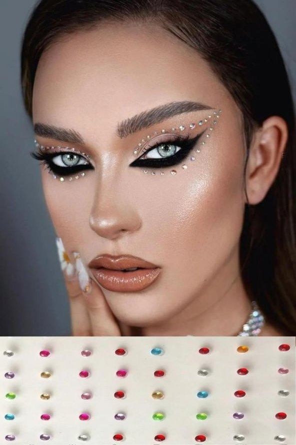 112 Adet Işıltılı Renkli Mücevher Sticker Kendinden Yapışkanlı Mücevher Tırnak Yüz Ve Vücut Çıkartma ürün görseli 1