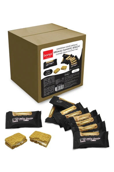 Bompi Hindistan Cevizi Aromalı Kremalı Tek Paketli Bisküvi 1000 gr - (105 adet) ürün görseli 1