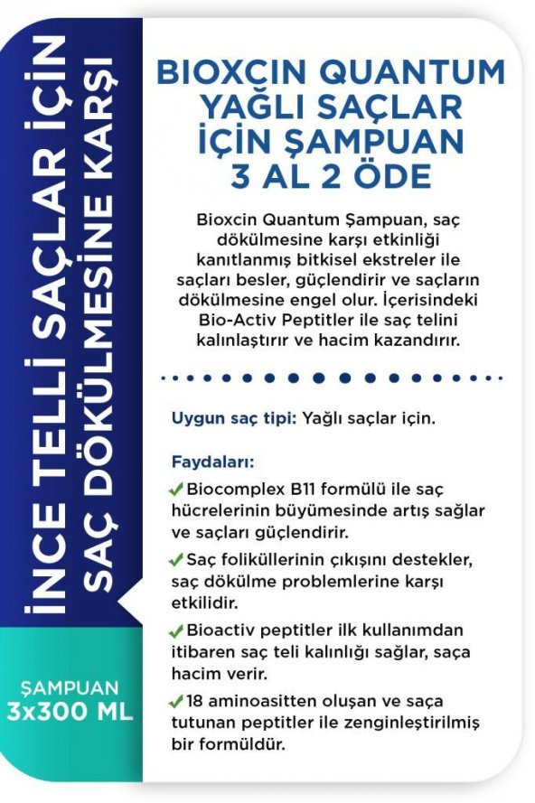Bioxcin Quantum Yağlı Şampuan 3 Al 2 Öde - Resim 3