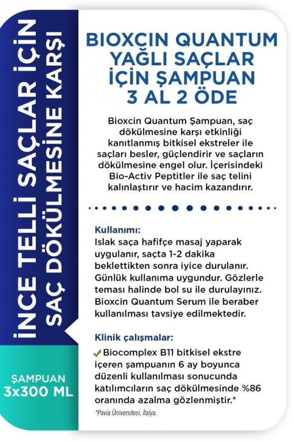Bioxcin Quantum Yağlı Şampuan 3 Al 2 Öde - Resim 5