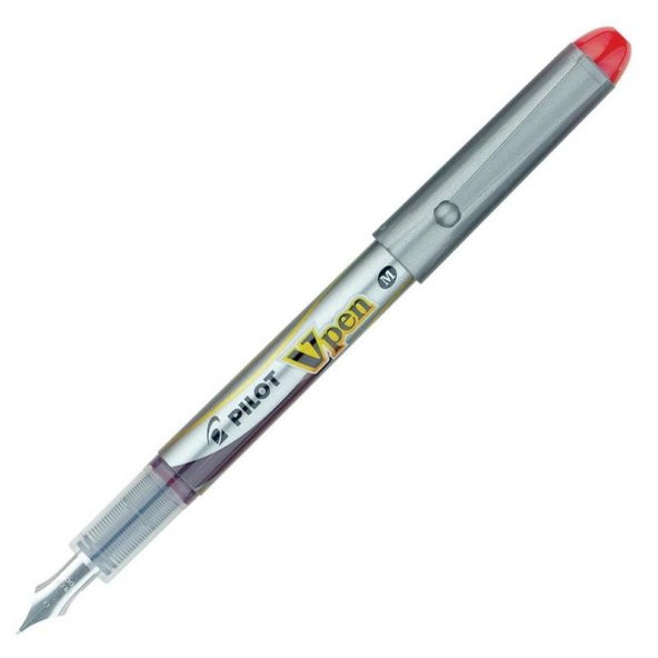 PILOT V-PEN DOLMAKALEM SILVER KIRMIZI ürün görseli 1