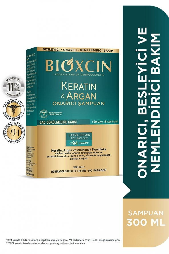 Bioxcin Keratin Argan Onarıcı Şampuan 300 ml ürün görseli 1