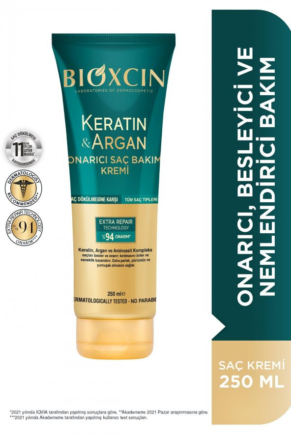 Bioxcin Keratin Argan Onarıcı Saç Bakım Kremi 250ml ürün görseli 1