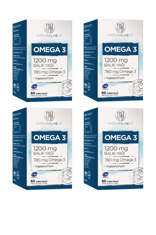 Naturalnest Omega 3 Balık Yağı 1200 Mg 60 Kapsül 4 Kutu ürün görseli 1