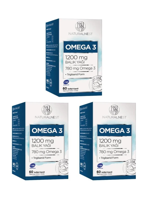 Naturalnest Omega 3 Balık Yağı 1200 Mg 60 Kapsül 3 Kutu ürün görseli 1