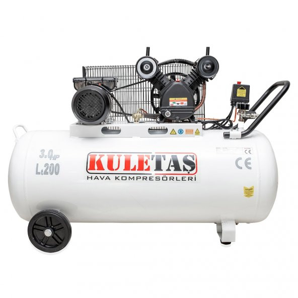 Kuletaş 3 Hp 8 Bar 200 LT Çift Kafa Pistonlu Hava Kompresörü ürün görseli 1