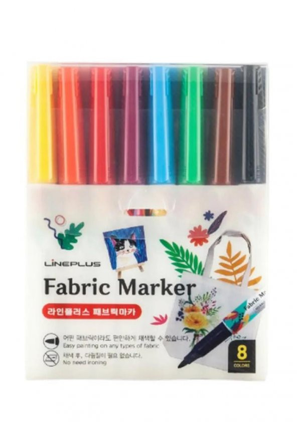 Tekstil Kumaş Kalemi Markörü 8 li Keçeli Kalem Fabric Marker Tekstil Markörü 8 Renk 1  Paket ürün görseli 1