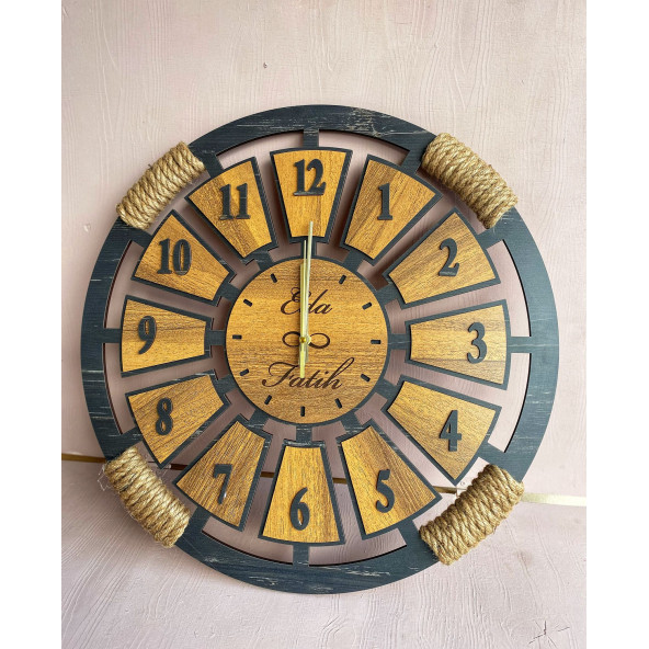 LavintaDesign Kişiye Özel Ahşap Duvar Saati 50 cm ürün görseli 1