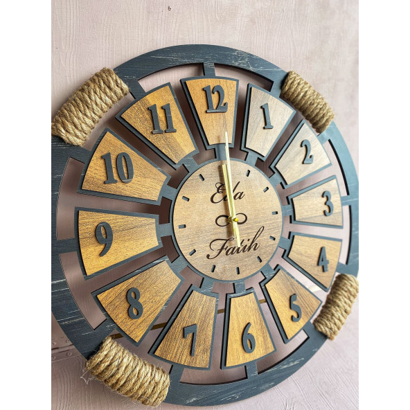 Lavintadesign Kişiye Özel Ahşap Duvar Saati 40 cm ürün görseli 1