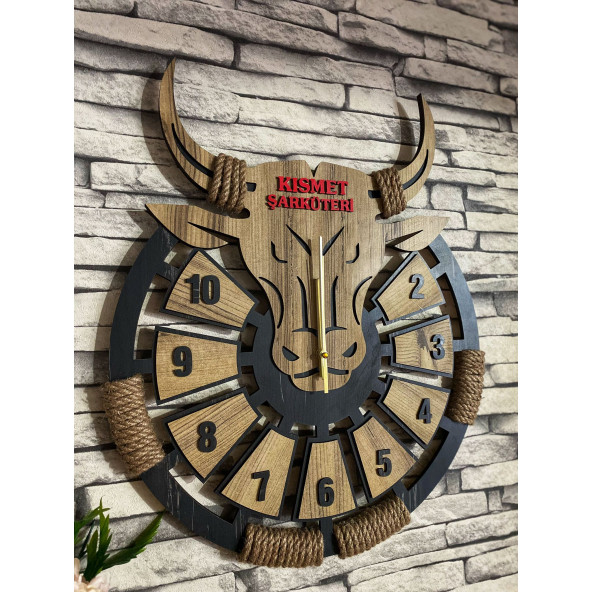Lavintadesign Kasaplara Özel Ahşap Duvar Saati - Resim 3