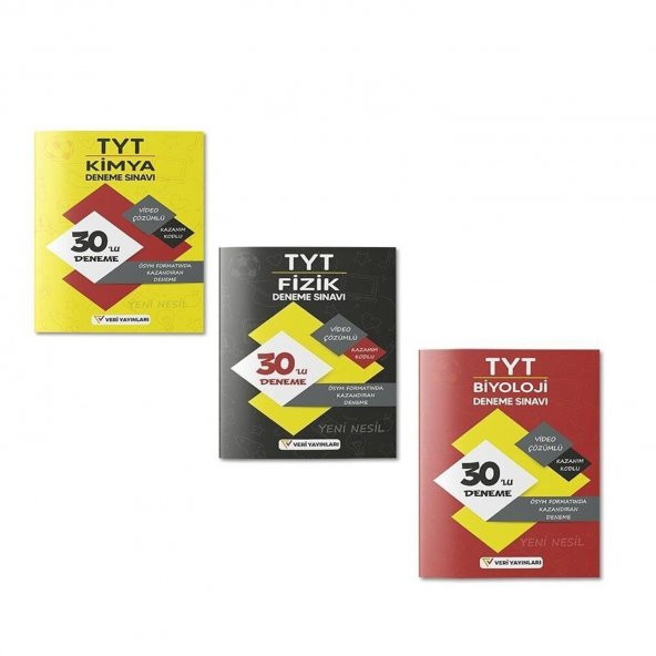 Veri Yayınları TYT Fizik Kimya ve Biyoloji Deneme Seti 3 Kitap ürün görseli 1