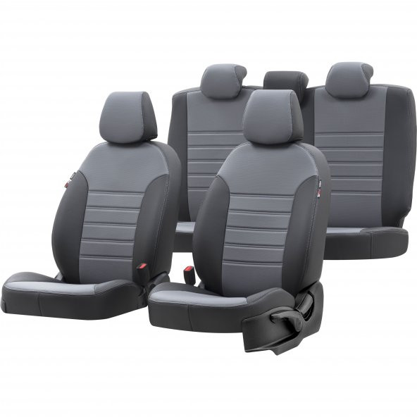 Otom Ford Transit Custom 2012-Sonrası 9+1 (10 Kişi) Özel Üretim Koltuk Kılıfı İstanbul Design Füme - Siyah ürün görseli 1