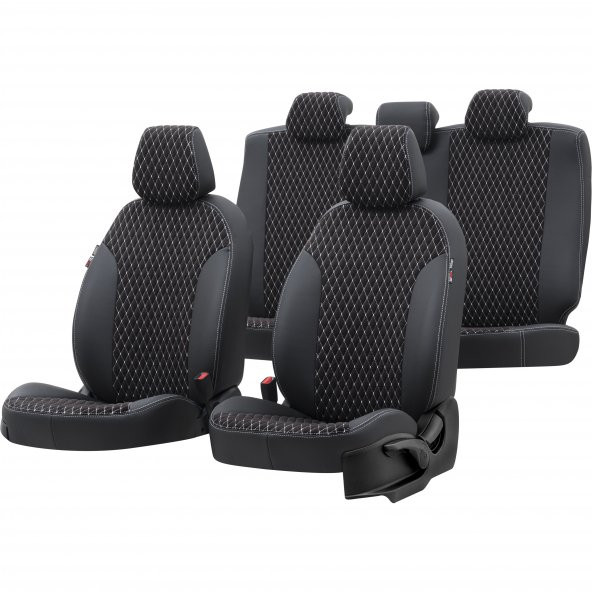 Otom Ford Connect 2002-2014 Özel Üretim Koltuk Kılıfı Amsterdam Design Tay Tüyü Siyah - Beyaz ürün görseli 1