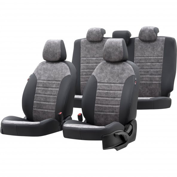 Otom Skoda Rapid 2012-2020 Özel Üretim Koltuk Kılıfı Milano Design Füme - Siyah ürün görseli 1
