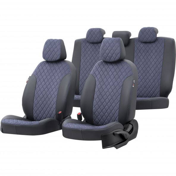 Otom Chevrolet Aveo 2003-2010 Özel Üretim Koltuk Kılıfı Madrid Design Tay Tüyü Mavi - Siyah ürün görseli 1