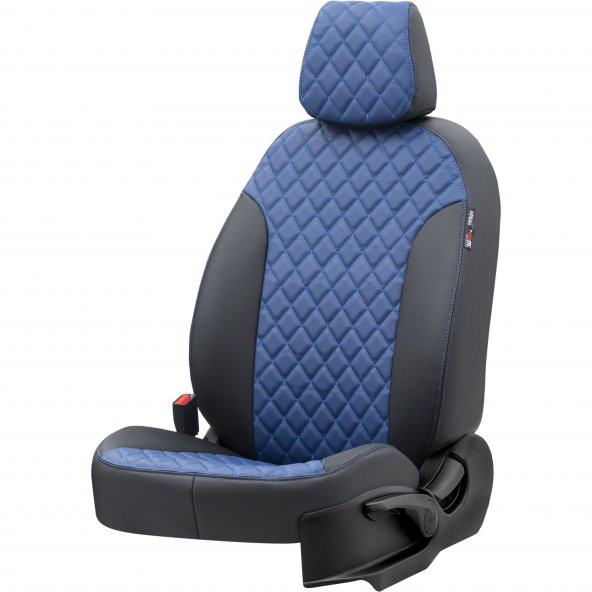 Otom Peugeot 301 2012-2017 Özel Üretim Koltuk Kılıfı Madrid Design Deri Mavi - Siyah ürün görseli 1