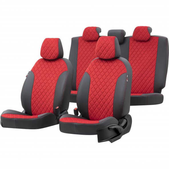 Otom Mitsubishi Colt 2004-2009 Özel Üretim Koltuk Kılıfı Madrid Design Tay Tüyü Kırmızı - Siyah ürün görseli 1