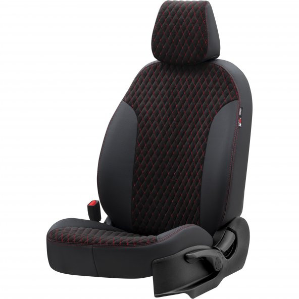 Otom Daihatsu Materia 2007-2010 Özel Üretim Koltuk Kılıfı Amsterdam Design Tay Tüyü Siyah - Kırmızı ürün görseli 1