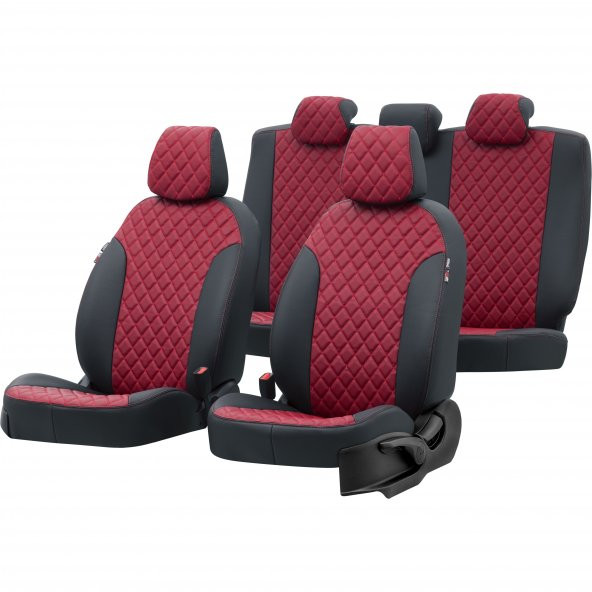 Otom Toyota Rav4 2005-2013 Özel Üretim Koltuk Kılıfı Madrid Design Deri Kırmızı - Siyah ürün görseli 1