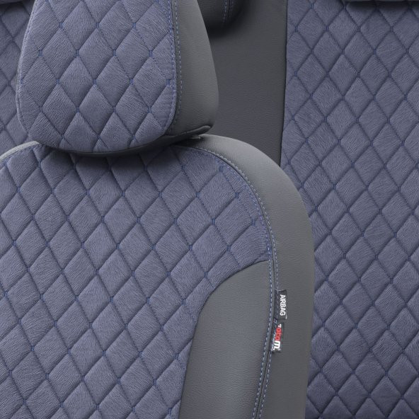 Otom Seat Ibiza 2009-2017 Özel Üretim Koltuk Kılıfı Madrid Design Tay Tüyü Mavi - Siyah ürün görseli 1