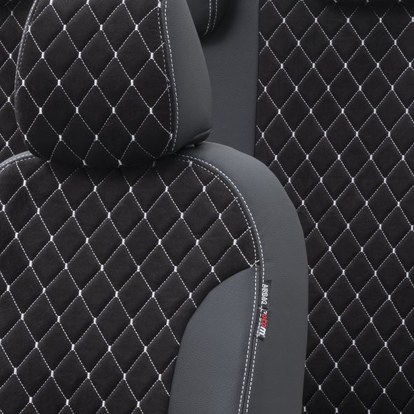 Otom Toyota Yaris 2018-Sonrası Özel Üretim Koltuk Kılıfı Madrid Design Tay Tüyü Siyah - Beyaz ürün görseli 1