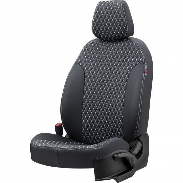 Otom Jeep Wrangler 2006-2018 Özel Üretim Koltuk Kılıfı Amsterdam Design Deri Siyah - Beyaz ürün görseli 1