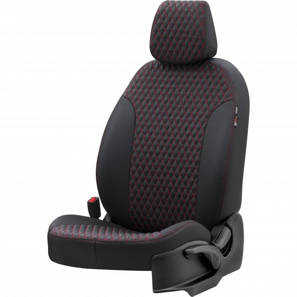 Otom Citroen C4 Picasso 2013-Sonrası 5 2 (7 Kişi) Özel Üretim Koltuk Kılıfı Amsterdam Design Deri Siyah - Kırmızı ürün görseli 1