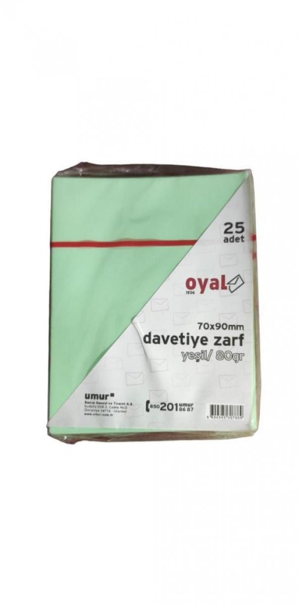 OYAL DAVETIYE ZARFI 70x90 80gr.YESIL 25 LI ürün görseli 1