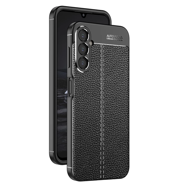 Vendas Samsung Galaxy A14 Uyumlu Deri Desenli Niss Dikiş Tasarımlı Darbe Dirençli Silikon Kılıf ürün görseli 1