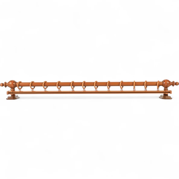 Meşe Tek Raylı Ahşap Rustik Perde Askısı - 225 CM - Resim 2