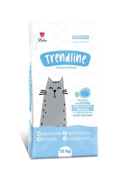 Trendline Kisirlastirilmis Tavuklu Yetişkin Kedi Maması 15 Kg ürün görseli 1