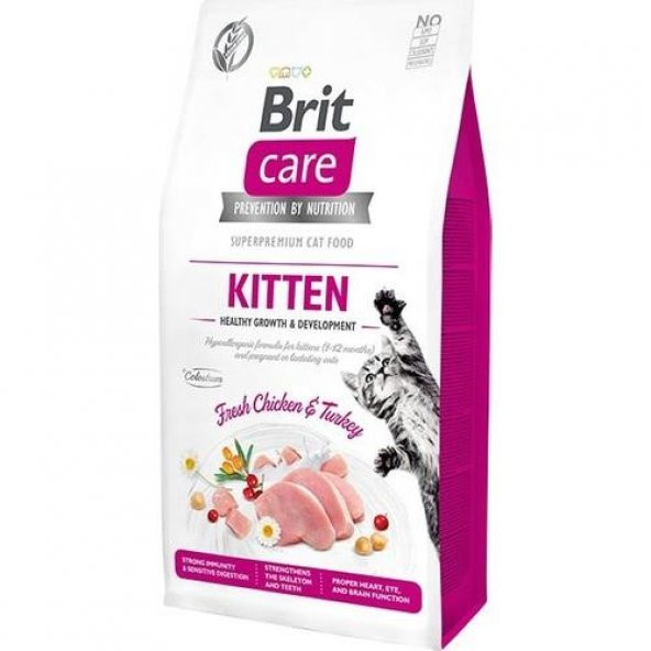 Brit Care Hypo-Allergenic Saglikli Büyüme için Tavuklu ve Hindili Tahilsiz Yavru Kedi Mamasi 7kg ürün görseli 1