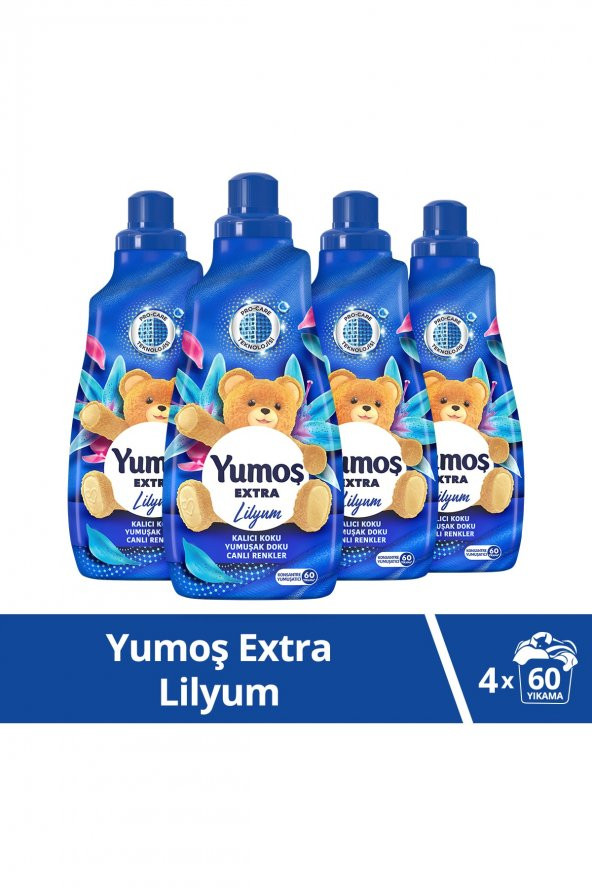Yumoş Extra Lilyum Konsantre Çamaşır Yumuşatıcı 1440 ml 60 Yıkama X 4 Adet ürün görseli 1