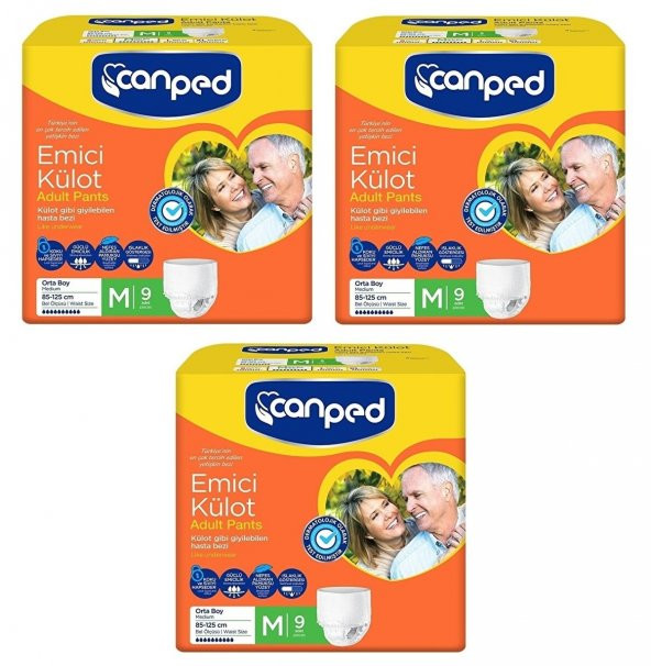 Canped Hasta Bezi Orta Boy M  9 Lu Emici Külot x 3 Adet ürün görseli 1