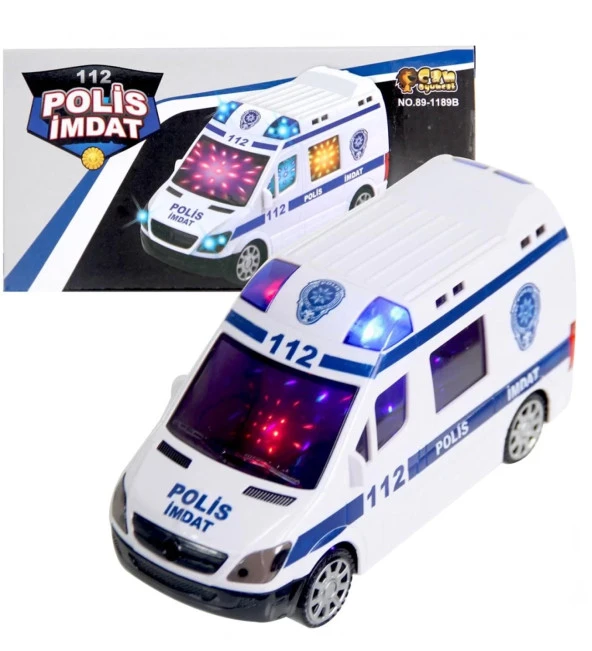 3D Işıklı, Sirenli Çarp Dön Sensörlü Polis Arabası - Resim 5