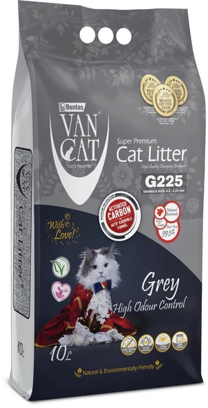 Vancat Bentonit Topaklanan Kedi Kumu Aktif Karbon 10 Lt ürün görseli 1