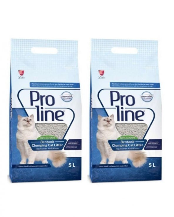 ProLine Topak İnce Parfümsüz Bentonit Kedi Kumu 5lt 2 Adet ürün görseli 1
