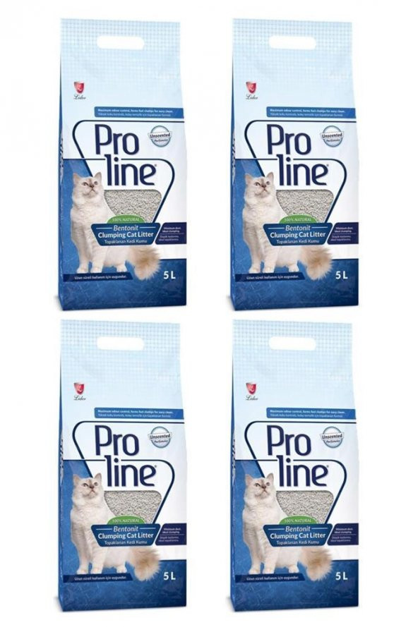 ProLine Topak İnce Parfümsüz Bentonit Kedi Kumu 5lt 4 Adet ürün görseli 1