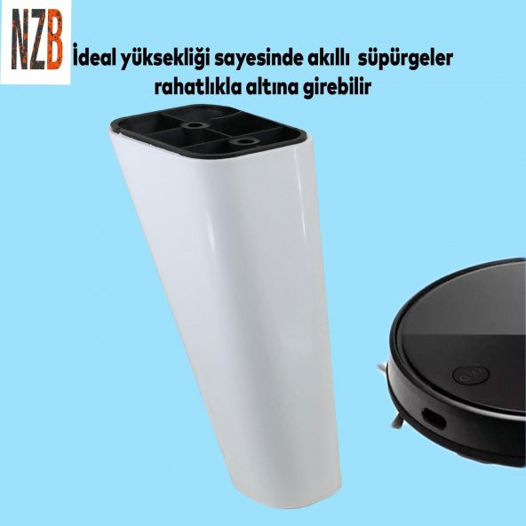 Lüks Mobilya Kanepe Sehpa TV Ünitesi Koltuk Ayağı 14 cm Beyaz Oval Baza Ayak ürün görseli 1