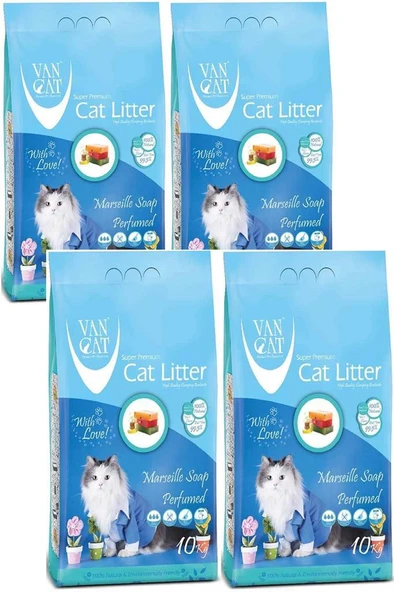 Vancat Marsilya Sabunlu İnce Taneli Kedi Kumu 10 Kg 4 Adet ürün görseli 1